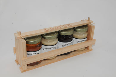 Wooden Gift Box with Honey -  4 Pack